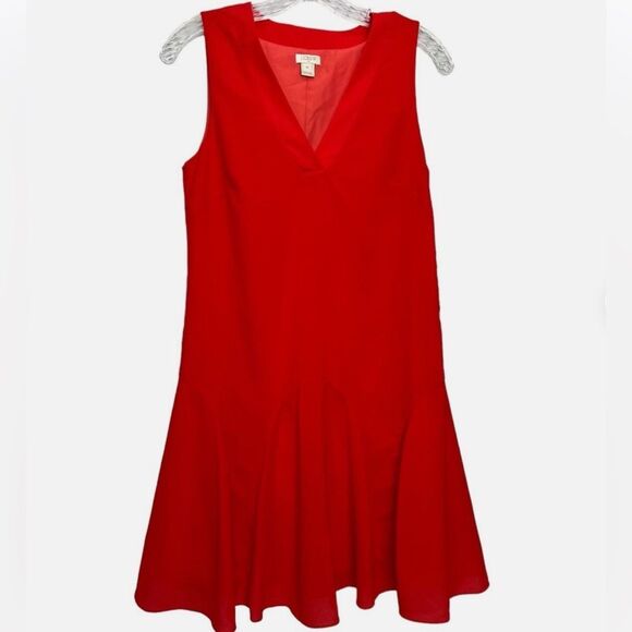 J CREW Poppy Red Ruffle Swing Dress - Picture 3 of 5
